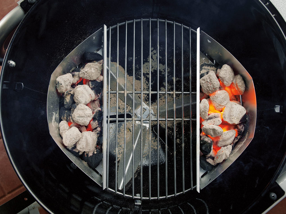 Weber Master-Touch One-Touch Cleaning System ash catcher removed for quick, simple cleanup