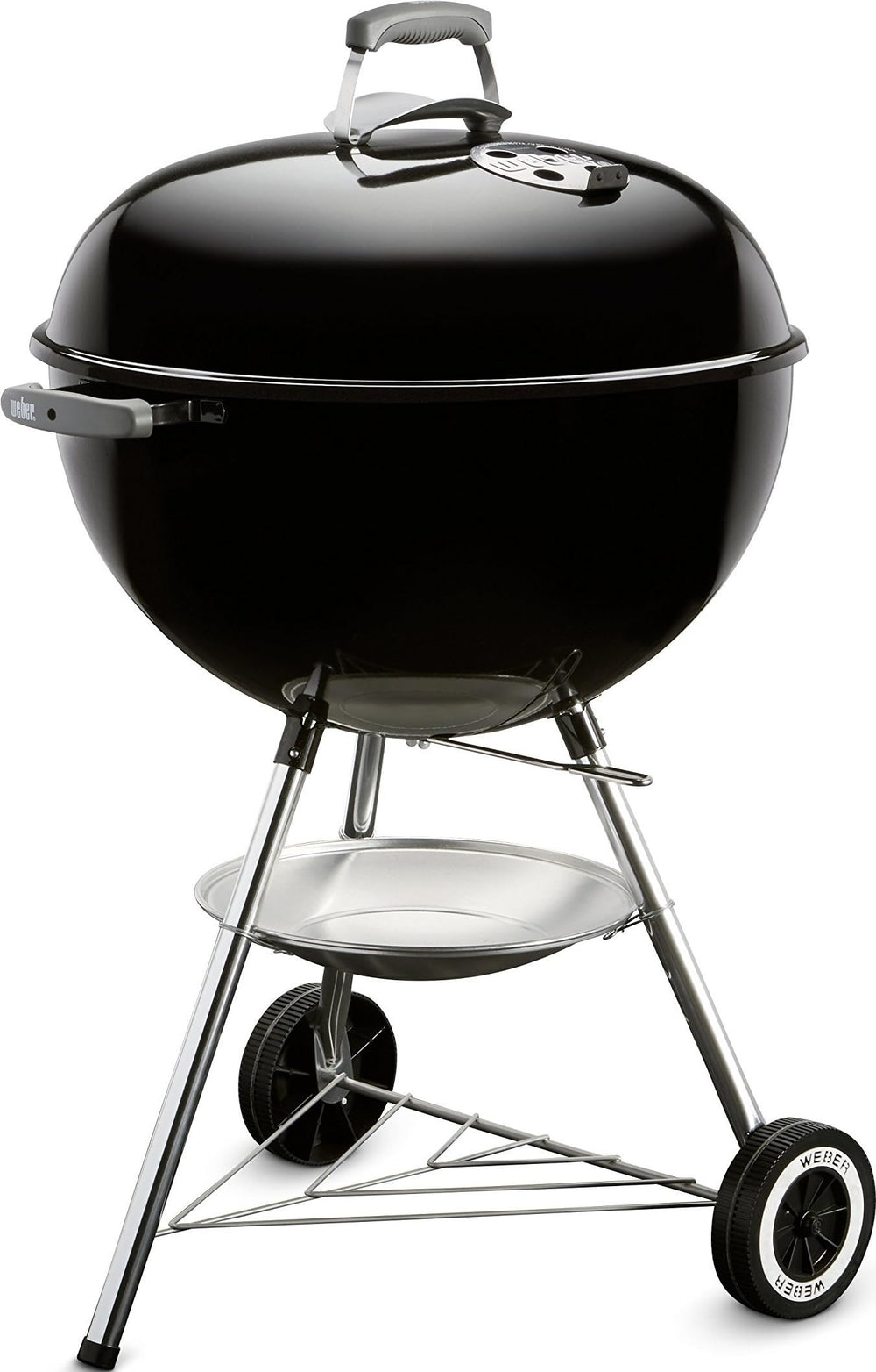 Weber Original Kettle front view showing compact black porcelain finish and durable design