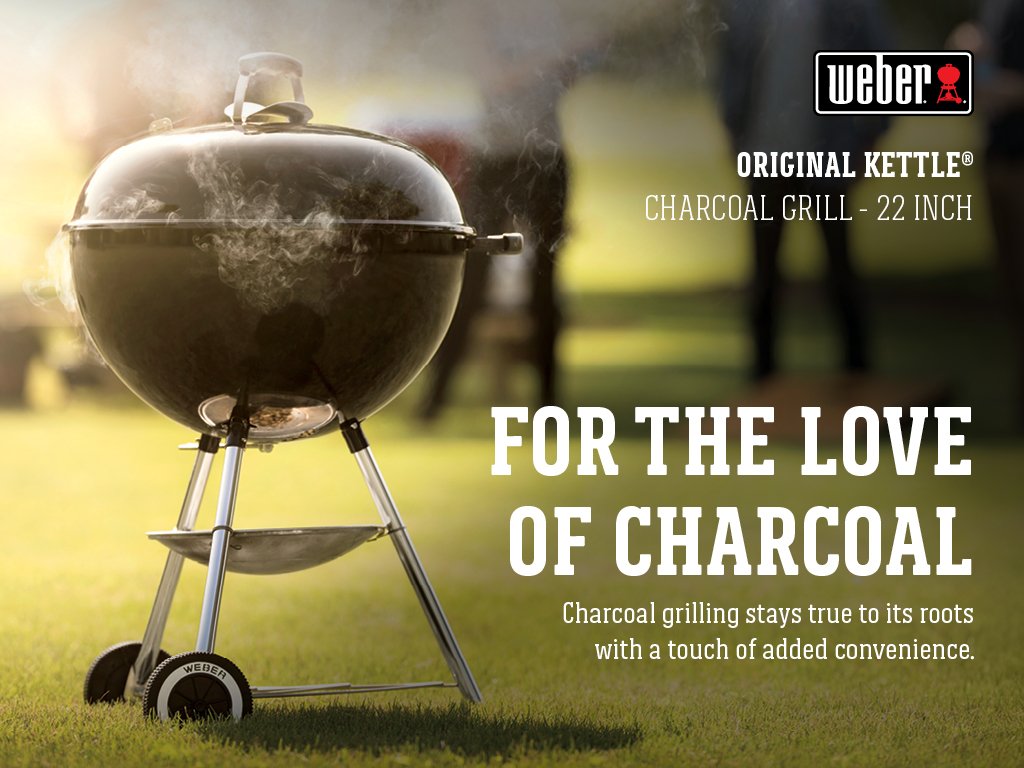 Weber showing porcelain-enameled lid close-up, durable heat retention benefit