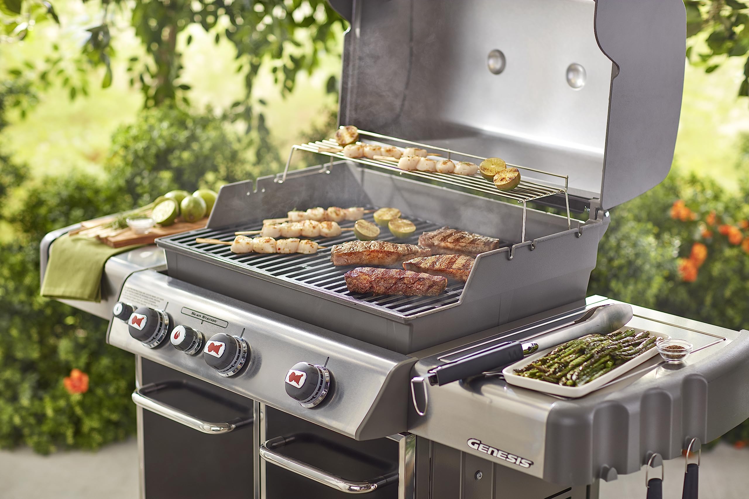 Weber grates installed in Genesis 300 grill demonstrating restored cooking performance