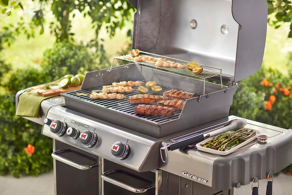 Weber grates installed in Genesis 300 grill demonstrating restored cooking performance