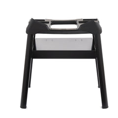 Weber compact stand front view showing stable grill placement and organized cooking