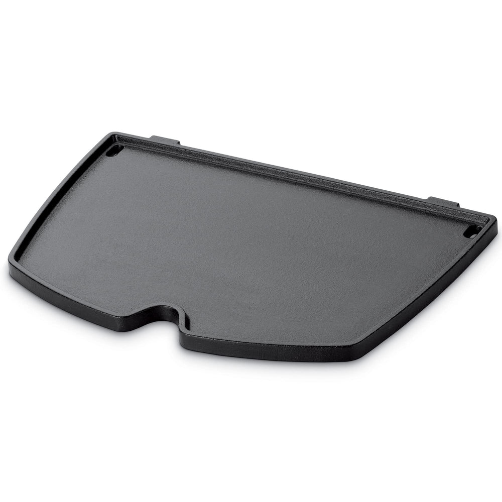 Weber Q griddle front view showing full cooking surface and benefit of versatile grilling