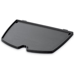 Weber Q griddle front view showing full cooking surface and benefit of versatile grilling