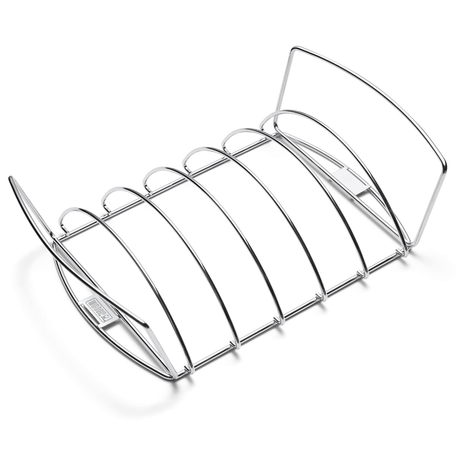 Weber front view of rib and roast holder showing compact design and versatility