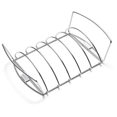 Weber front view of rib and roast holder showing compact design and versatility
