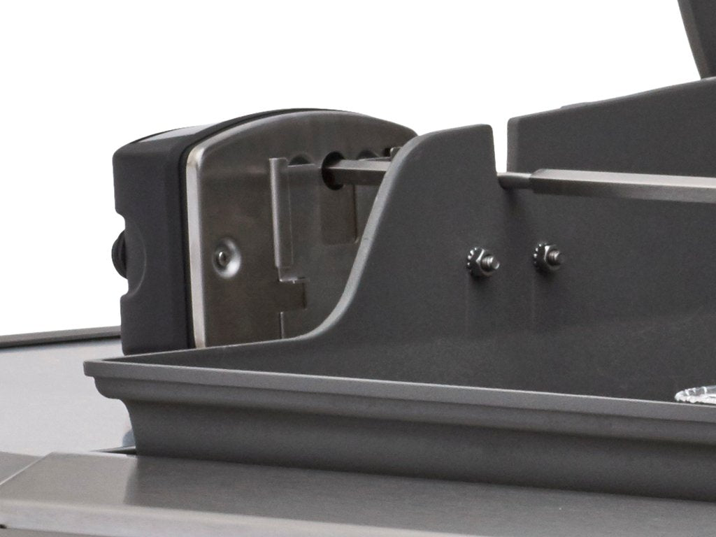 Weber rotisserie accessories and hardware organized for quick assembly and versatility