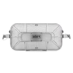Weber crisping basket close-up of perforations for even heat flow and crisping benefit