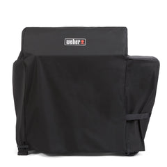 Weber Searwood 600 XL front view cover showing full fitted protection and clean look