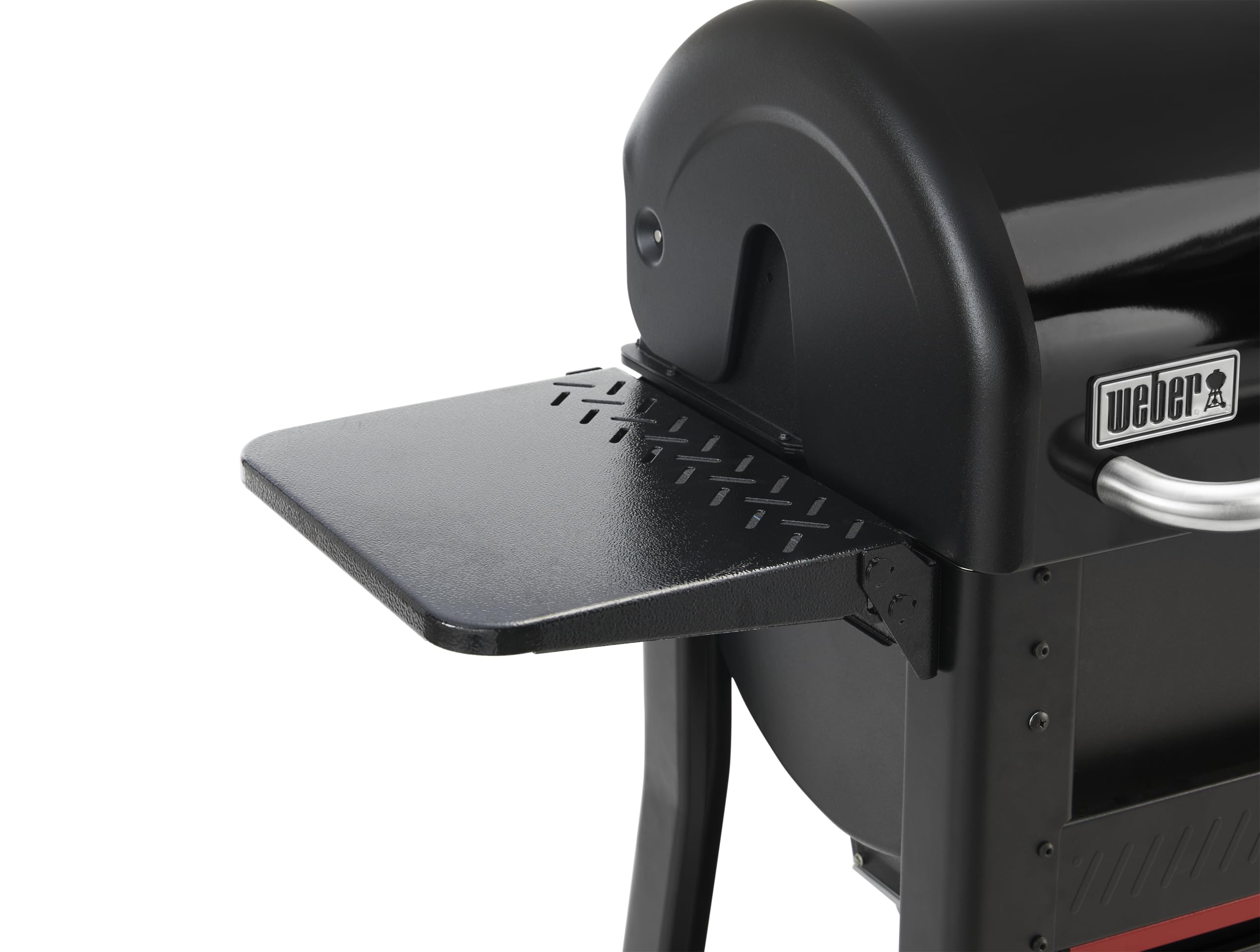 Weber Searwood folding side table front view showing extra prep space and convenience