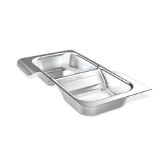 Weber Searwood wet smoke pan front stainless steel close-up showing durable finish and liquid capacity