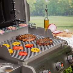 Weber close-up of stainless-steel grate bars highlighting durable finish