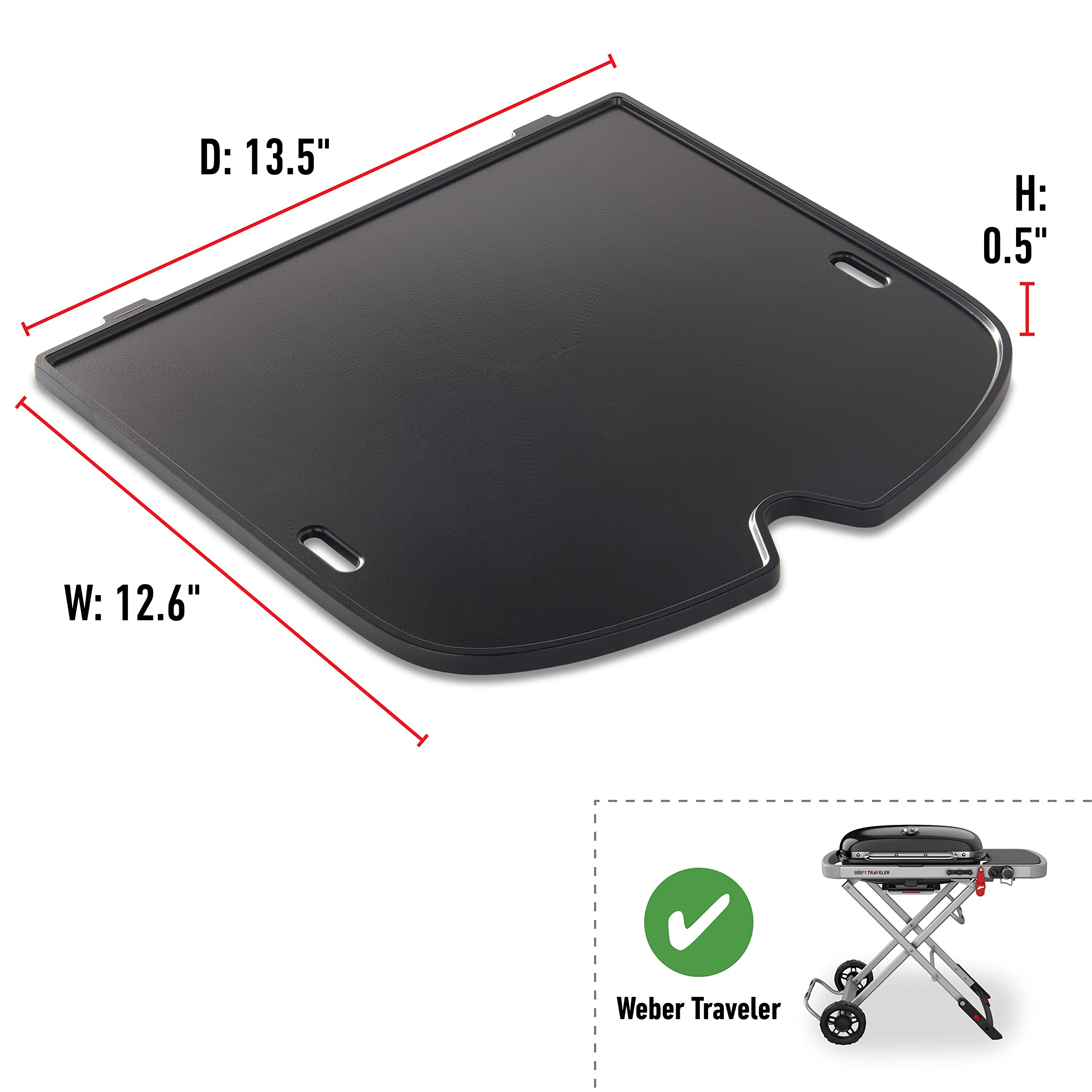 Weber Traveler griddle installed in grill demonstrating secure fit