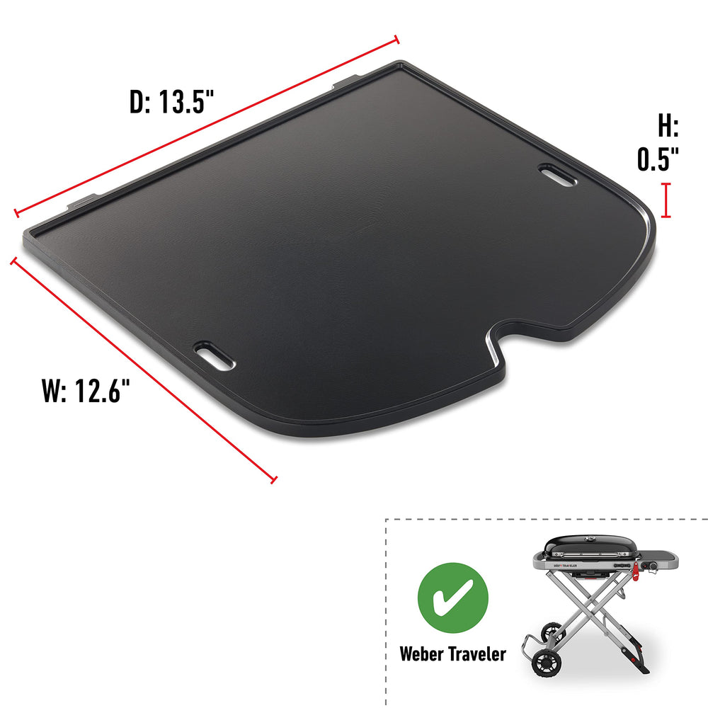 Weber Traveler griddle installed in grill demonstrating secure fit