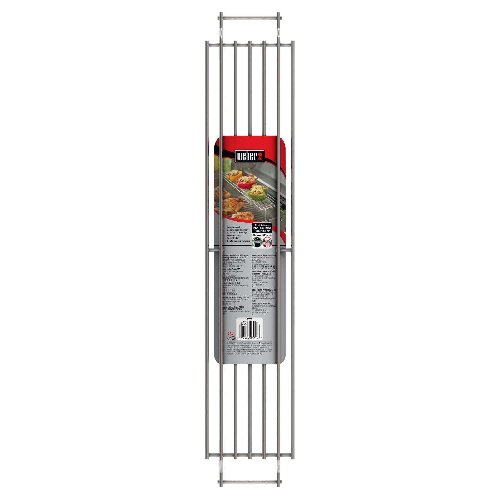 Weber warming rack close-up of plated steel surface for corrosion resistance