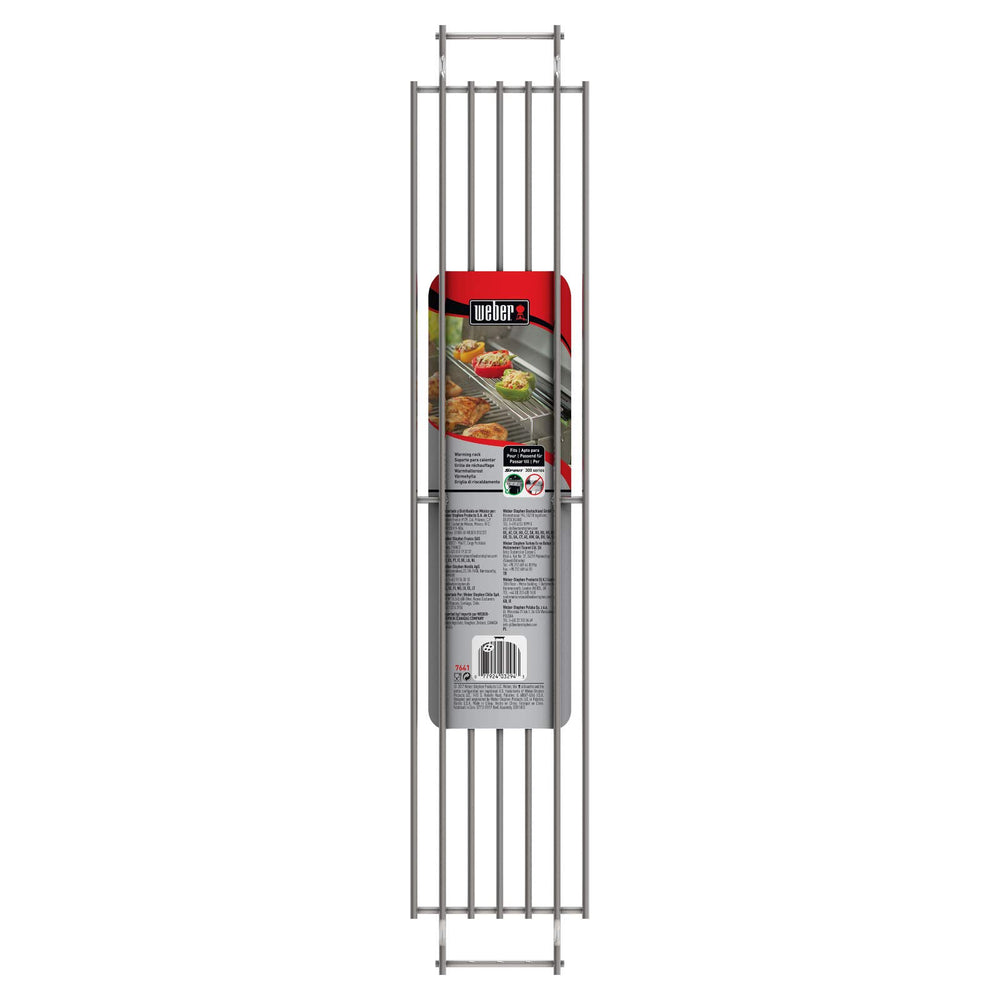 Weber warming rack close-up of plated steel surface for corrosion resistance