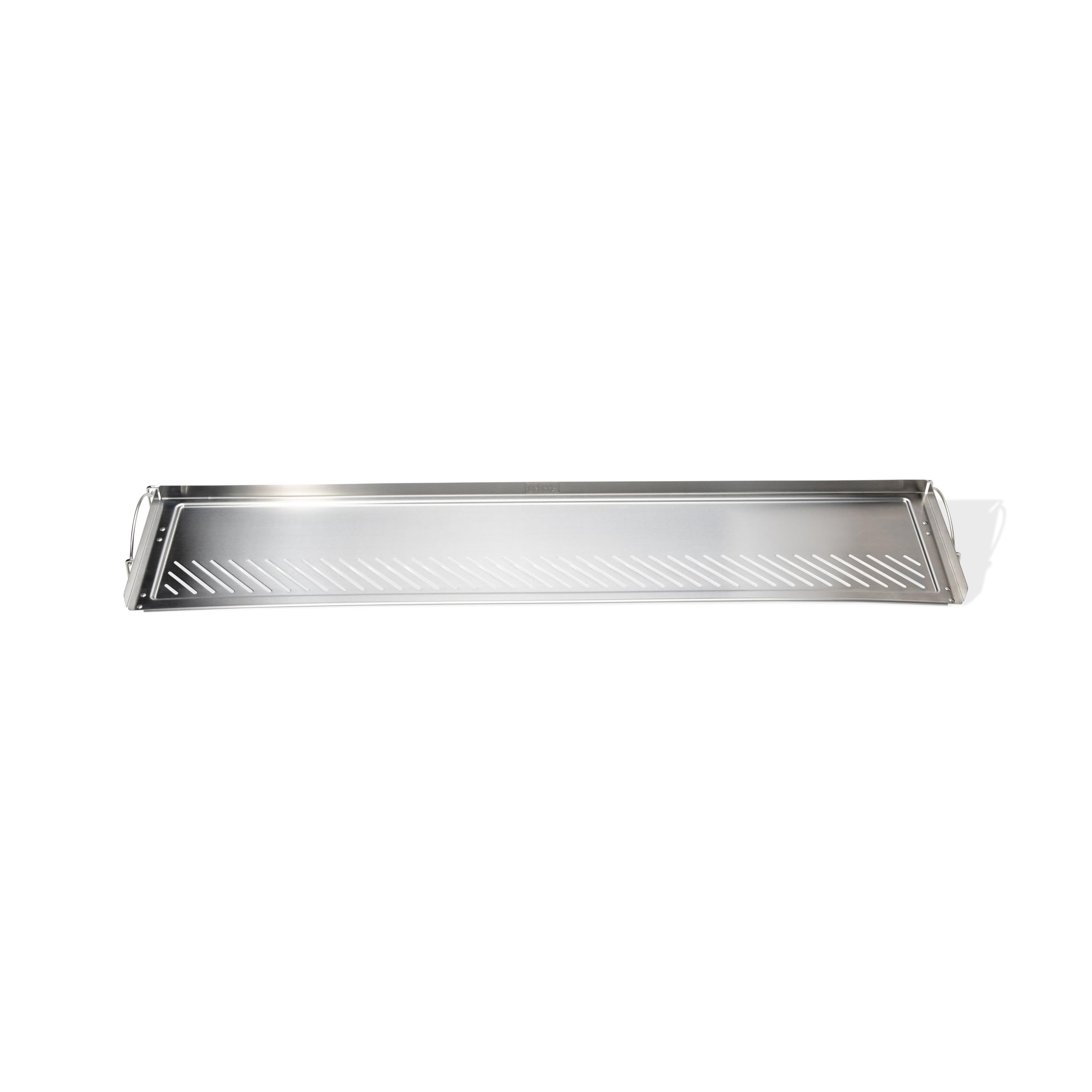 Weber warming rack front overview showing full stainless steel surface and added cook space