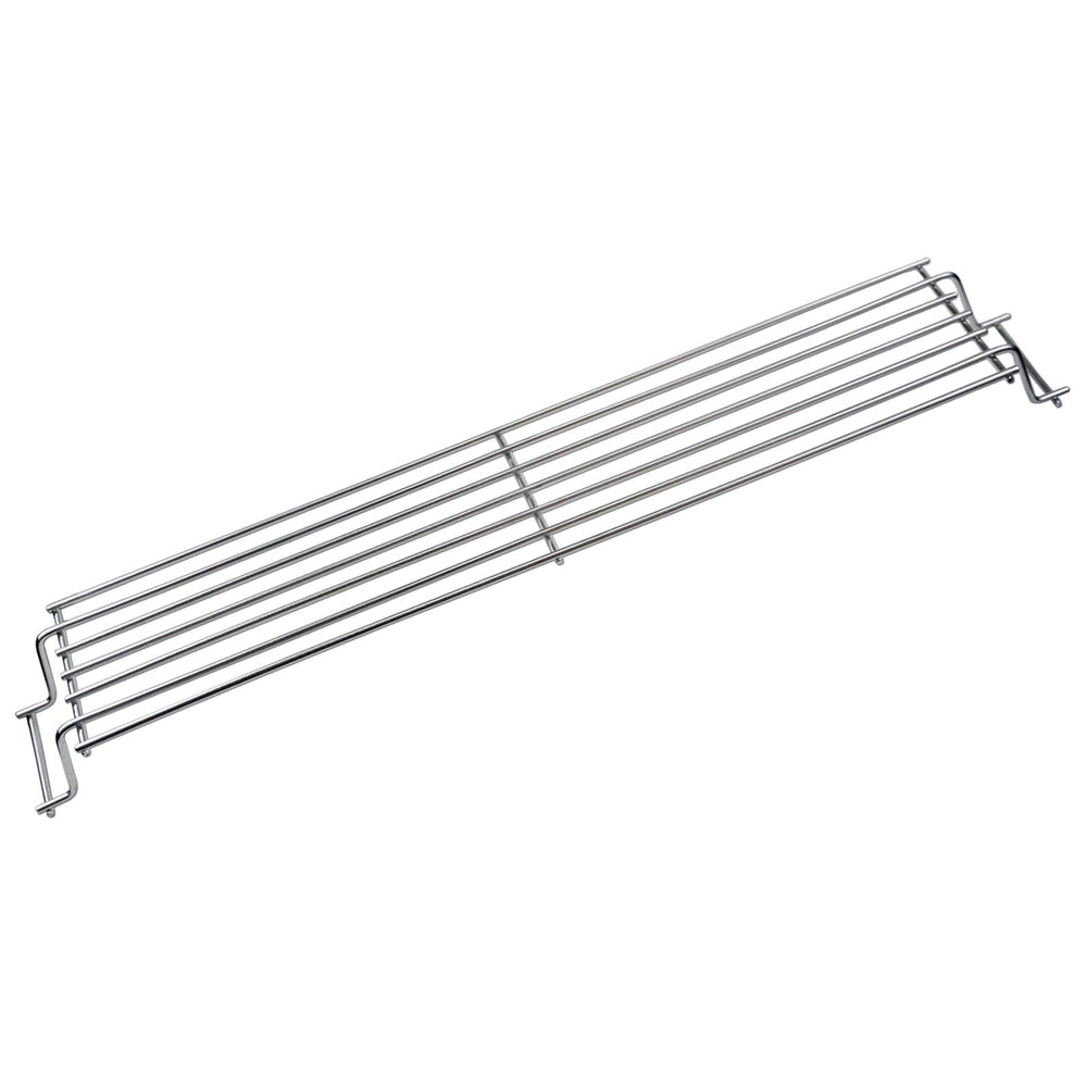 Weber warming rack installed in a Spirit 300 grill creating a raised warming zone