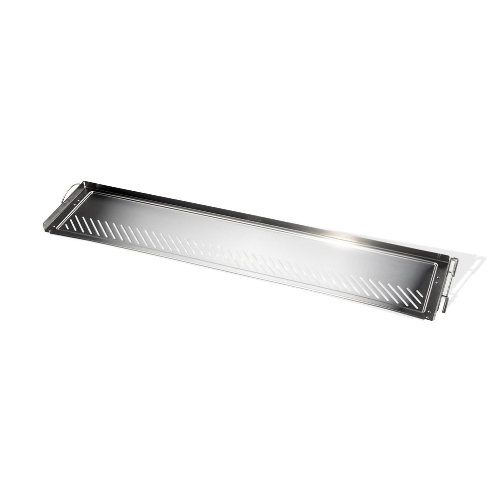 Weber warming rack side profile highlighting adjustable height and sturdy attachment