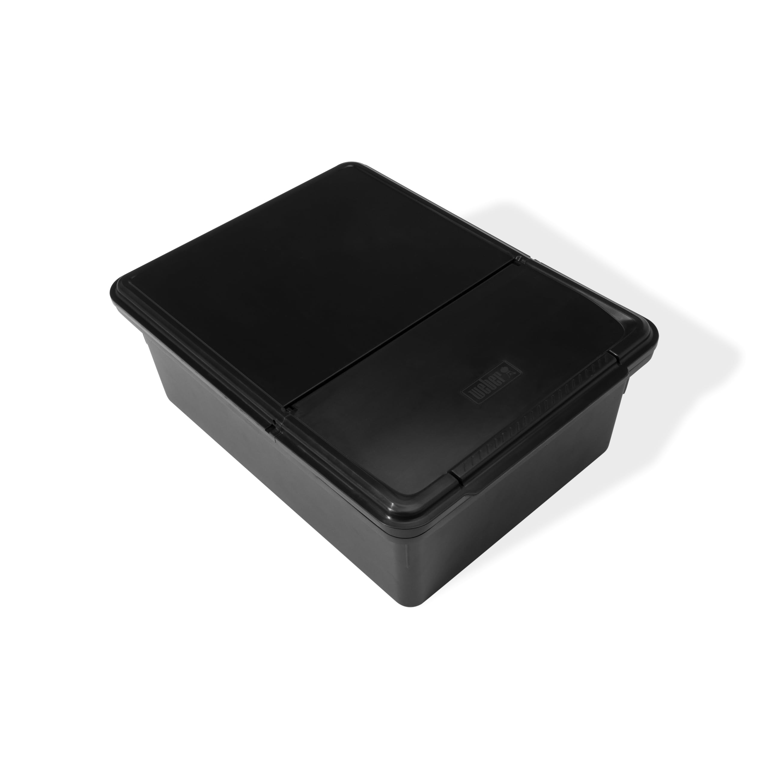 Weber Works storage bin hinged lid close-up showing gasket for reliable weather protection
