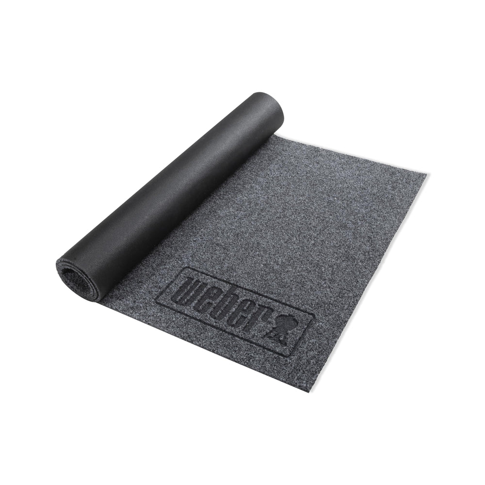 Weber XL floor protection mat front view showing full coverage and neat edges protects patio
