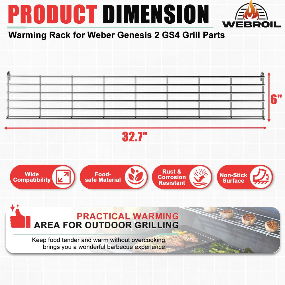 WEBROIL warming rack close-up of welds and stainless finish for durability