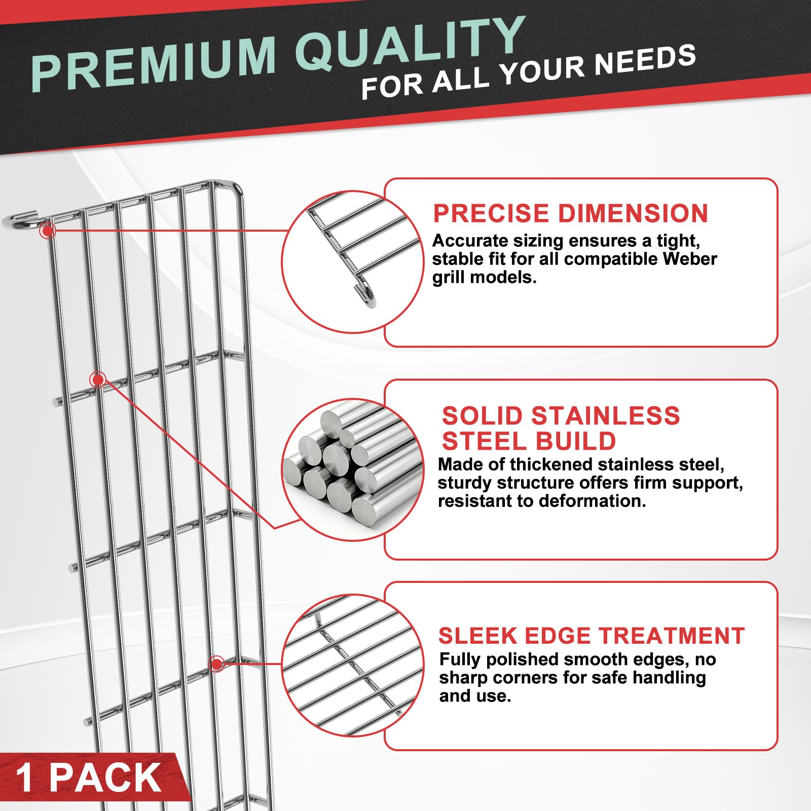 WEBROIL warming rack holding burgers to keep food warm without overcooking