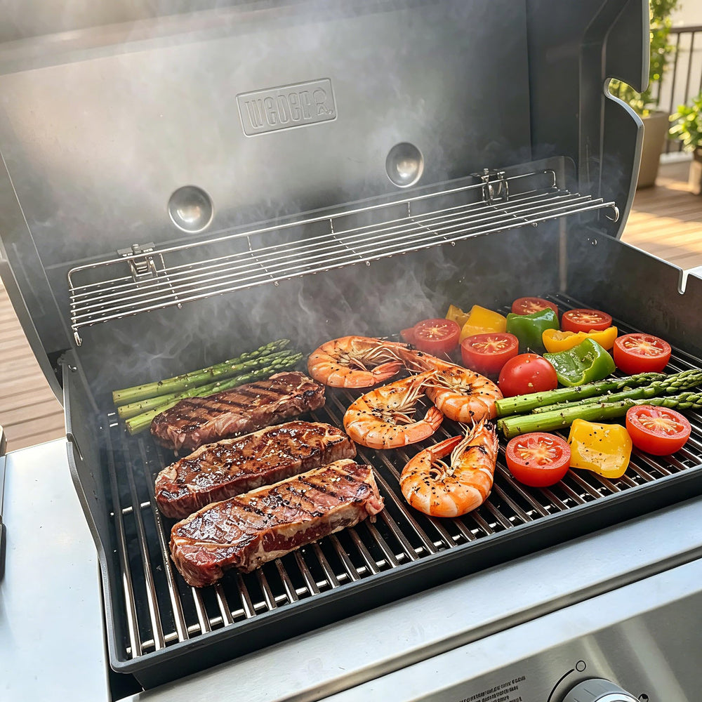 WEBROIL warming rack smooth grate detail for easy cleaning and less sticking