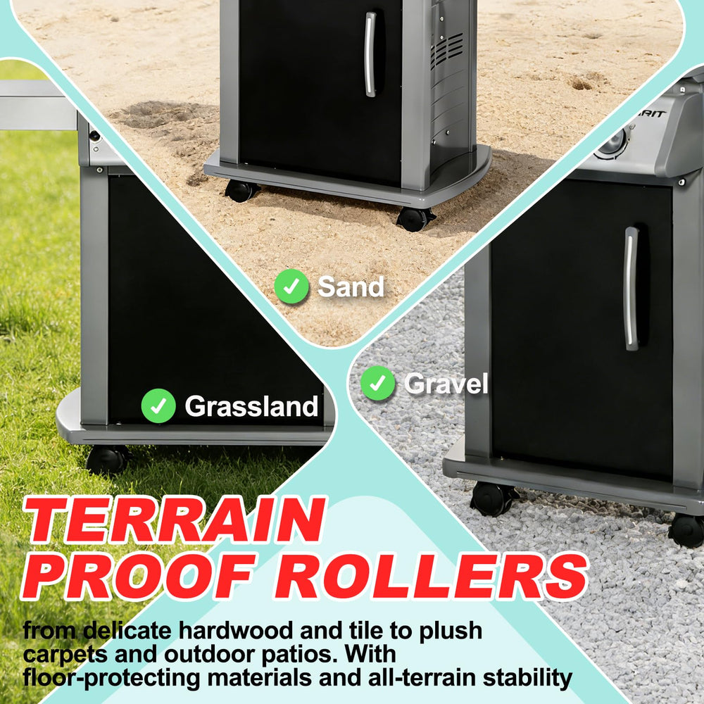 WEBROIL caster mounted under a grill demonstrating smooth mobility restoration