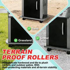 WEBROIL caster mounted under a grill demonstrating smooth mobility restoration