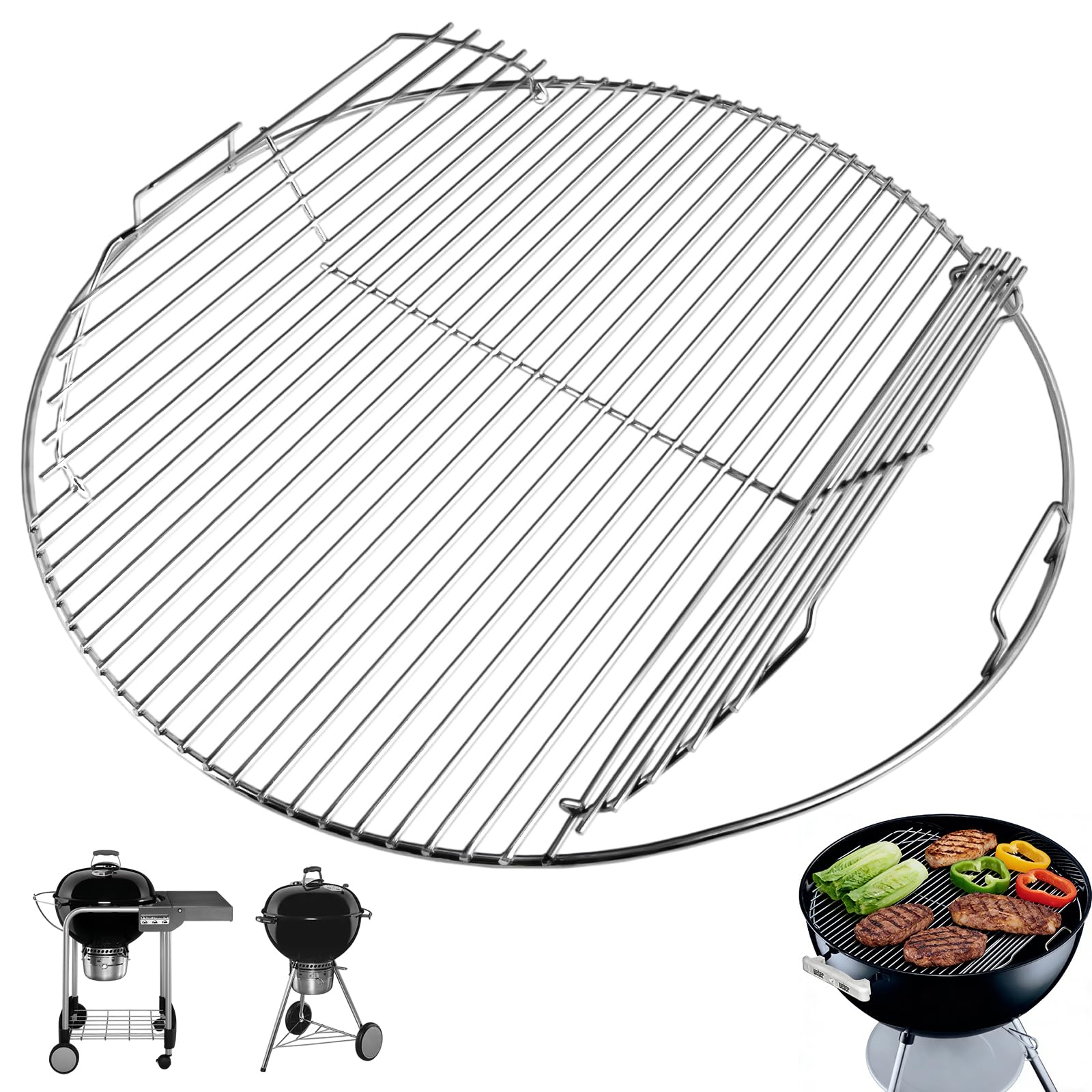 WEBROIL 7436 front view showing full round cooking surface and even spacing benefits