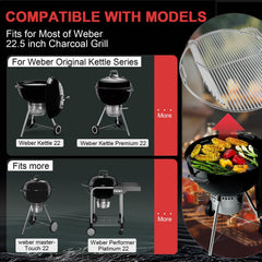 WEBROIL hinge detail highlighting flip-up access for easy charcoal refueling