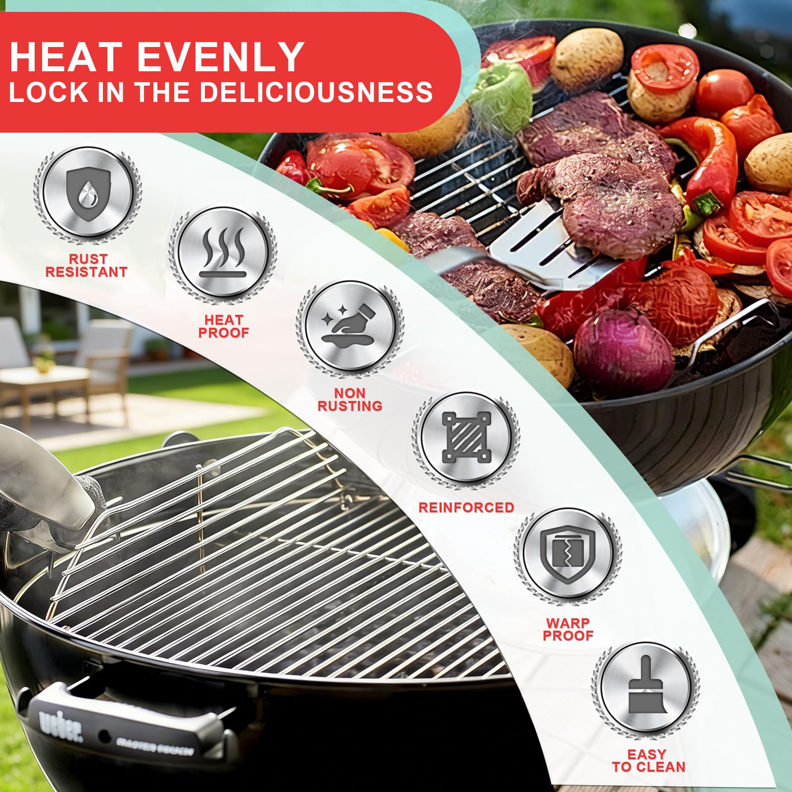 WEBROIL grate beside a ruler showing 21.5 inch scale for fit confirmation