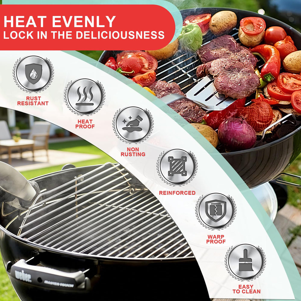 WEBROIL grate beside a ruler showing 21.5 inch scale for fit confirmation