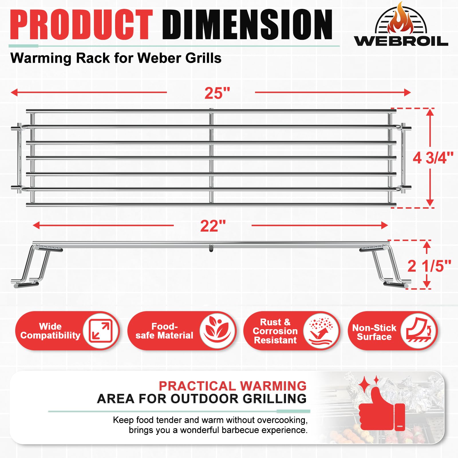 WEBROIL installed in Weber Spirit grill demonstrating proper fit and functional use