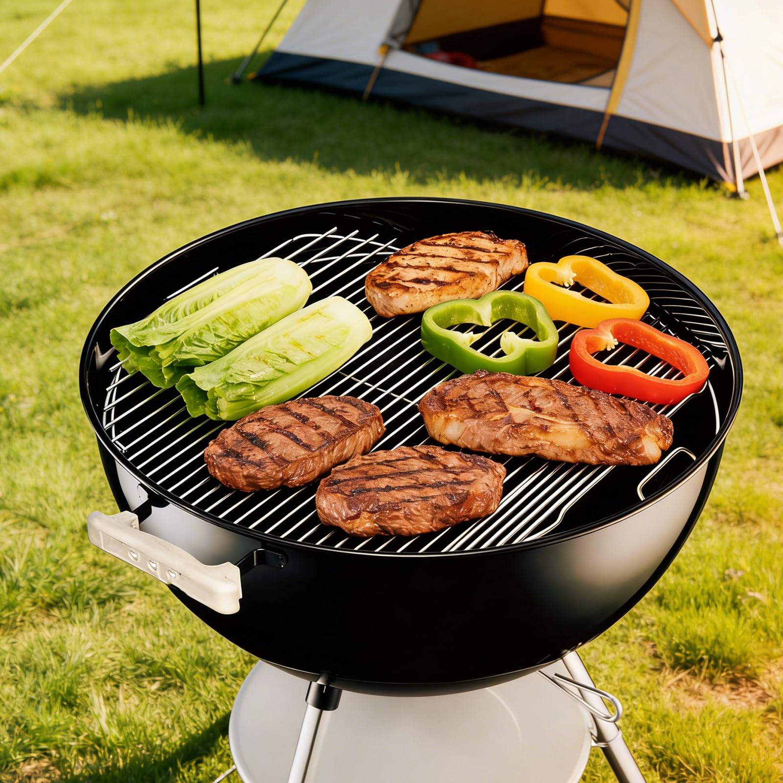WEBROIL grates installed in backyard grill, demonstrates durable performance benefit