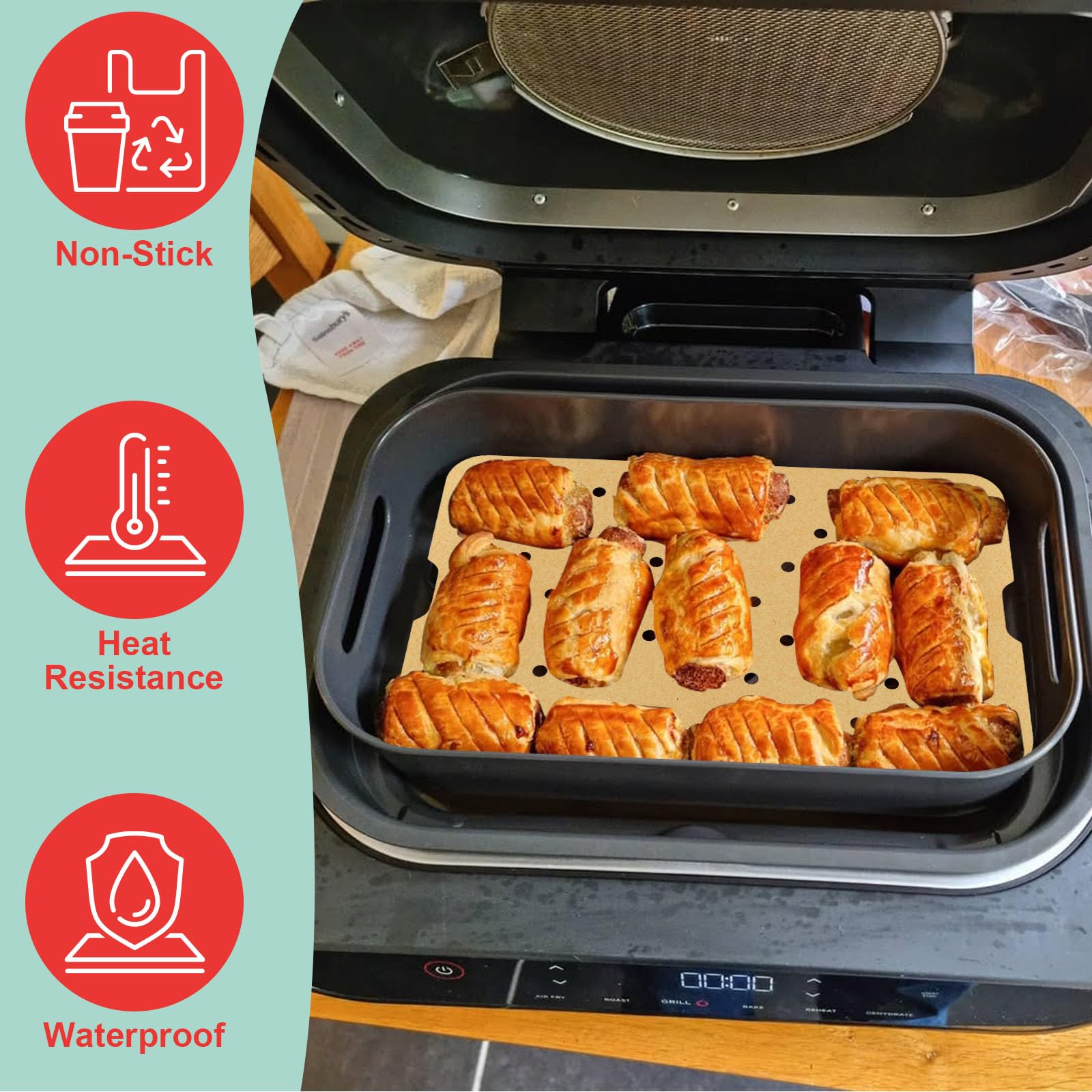 WEBROIL basket placed inside Ninja grill demonstrating compatibility benefit