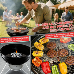 WEBROIL charcoal grate close-up highlighting improved airflow benefit