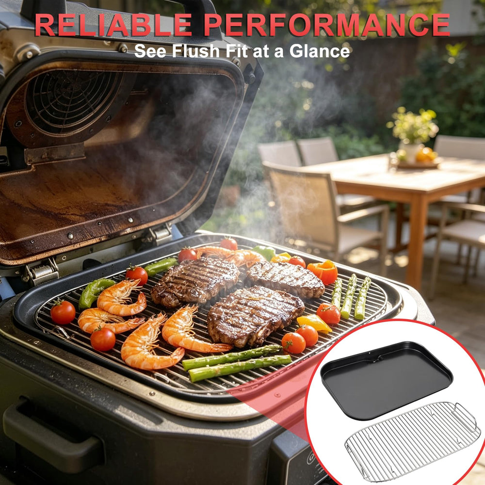 WEBROIL griddle pan being wiped clean illustrating simple cleanup and longer life