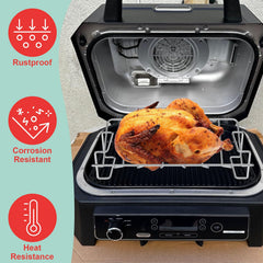 WEBROIL concave side holding a turkey for even heat and stable roasting