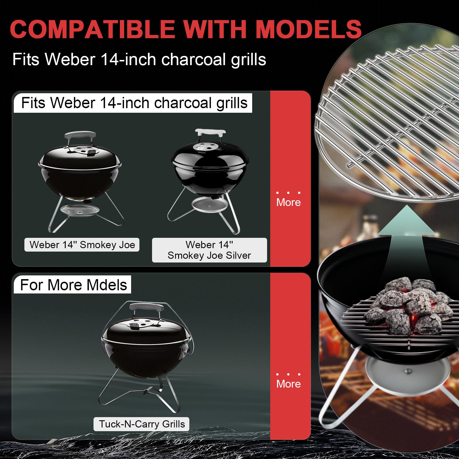 WEBROIL cooking grate detailed welds showing sturdy stainless construction