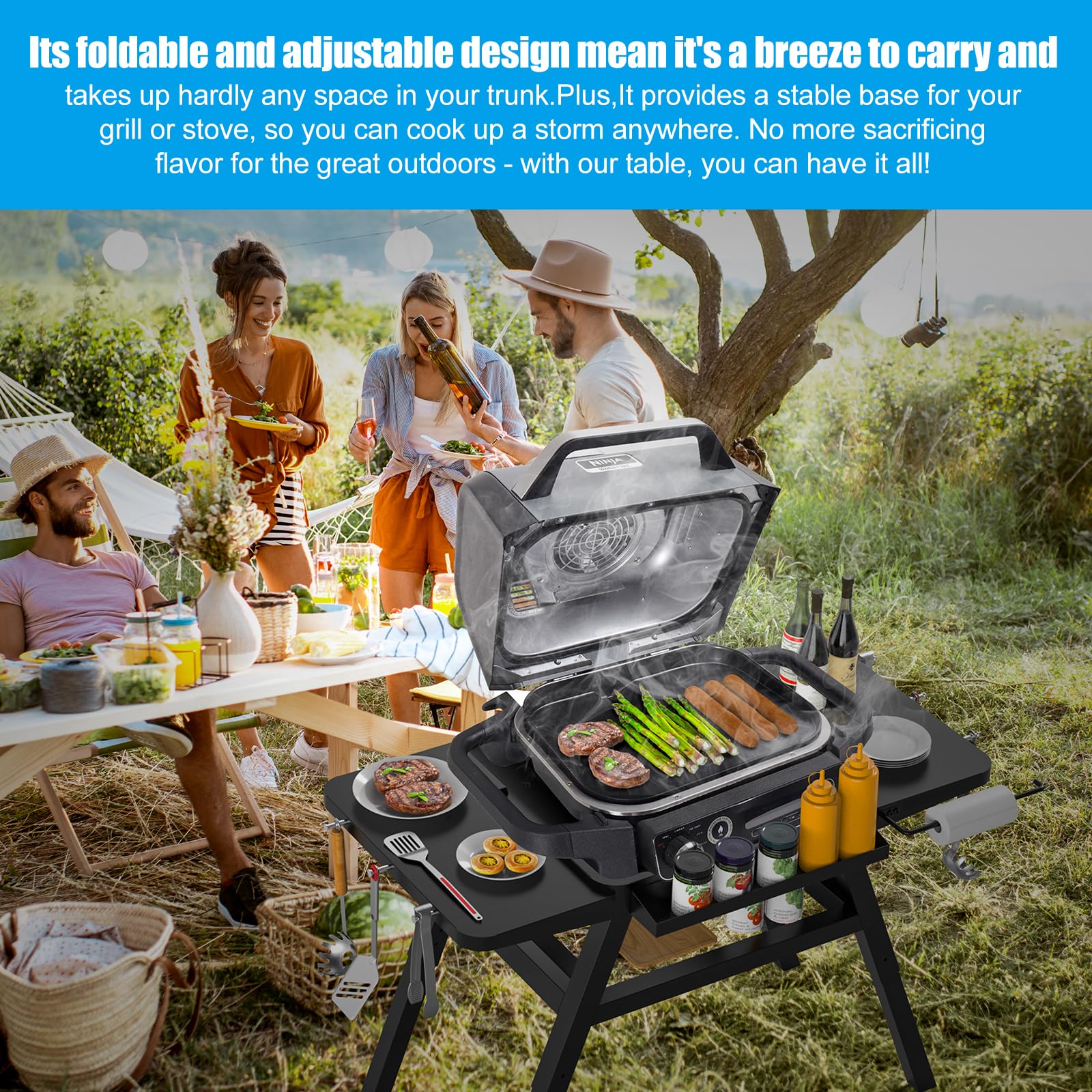 WEBROIL dimension scale with tape showing size and 200 lb support capacity benefit