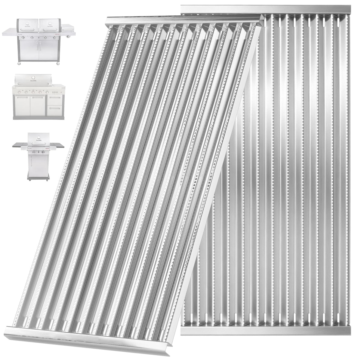 WEBROIL front view of emitter plates showing full stainless-steel surface and fit benefit