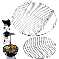 WEBROIL front view of cooking and charcoal grates, shows easy installation benefit