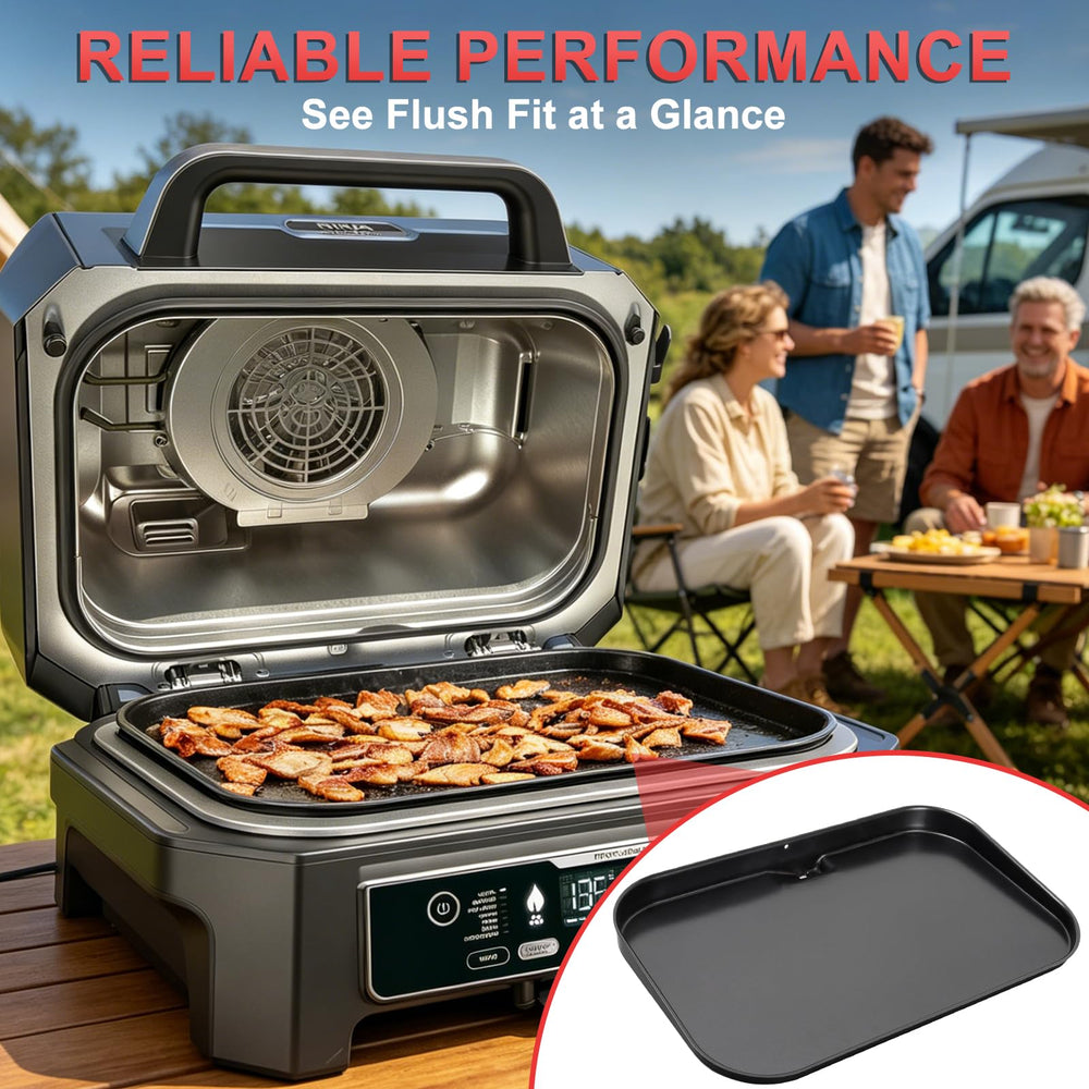 WEBROIL griddle being rinsed under water showing easy cleanup advantage