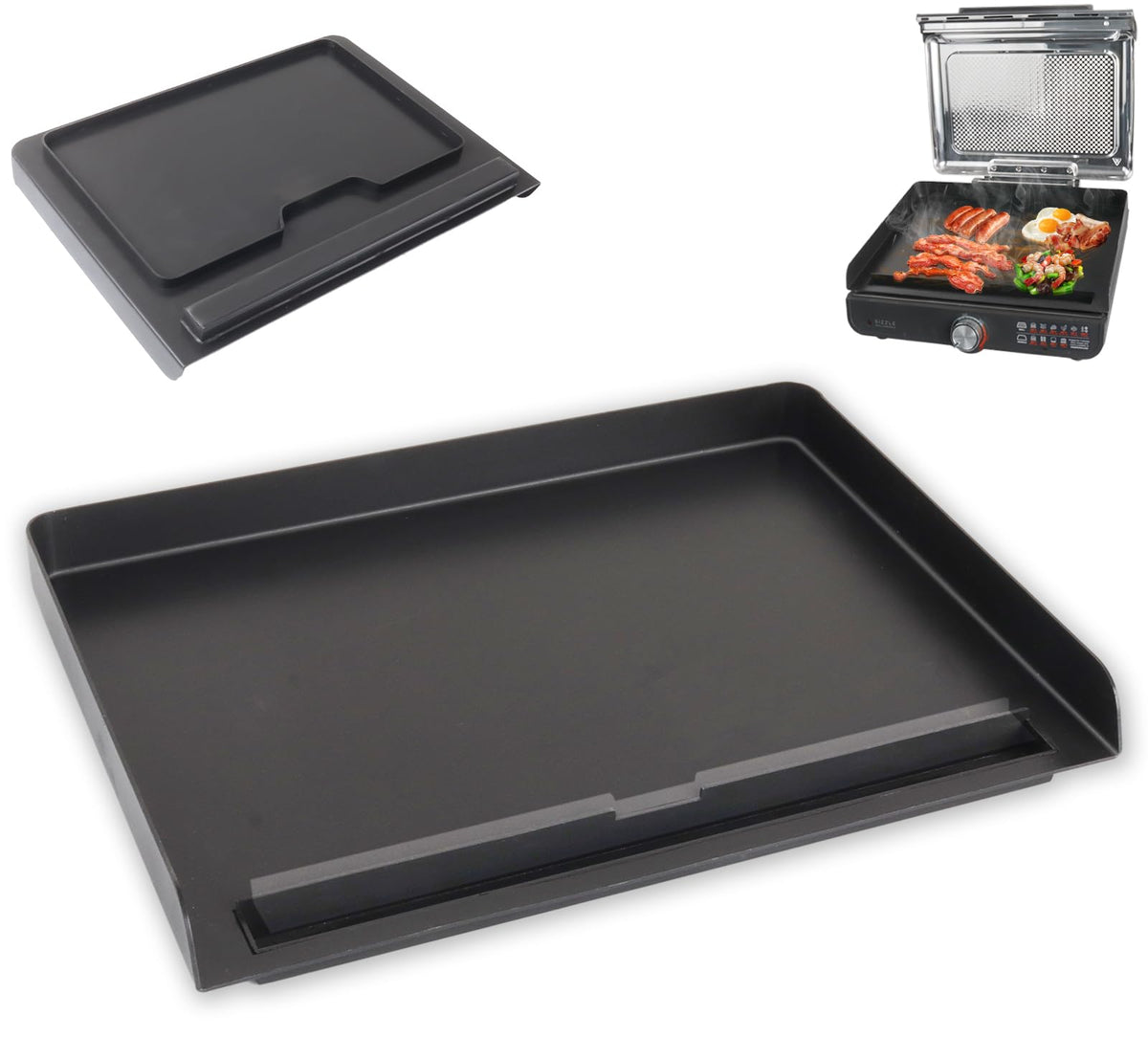 WEBROIL griddle front view showing full cooking surface and fit