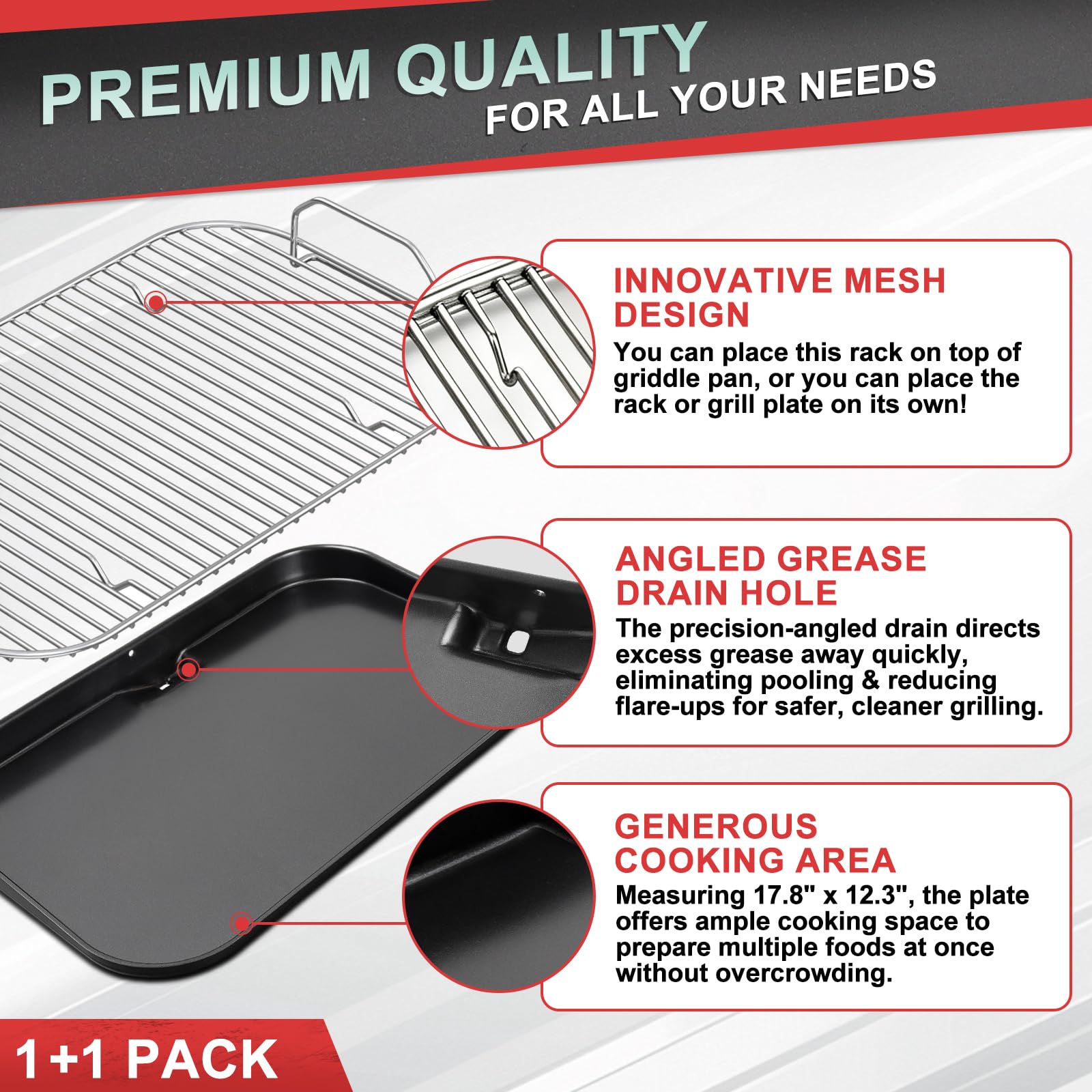 WEBROIL griddle installed in Ninja oven showing versatile cooking and smoke infusion