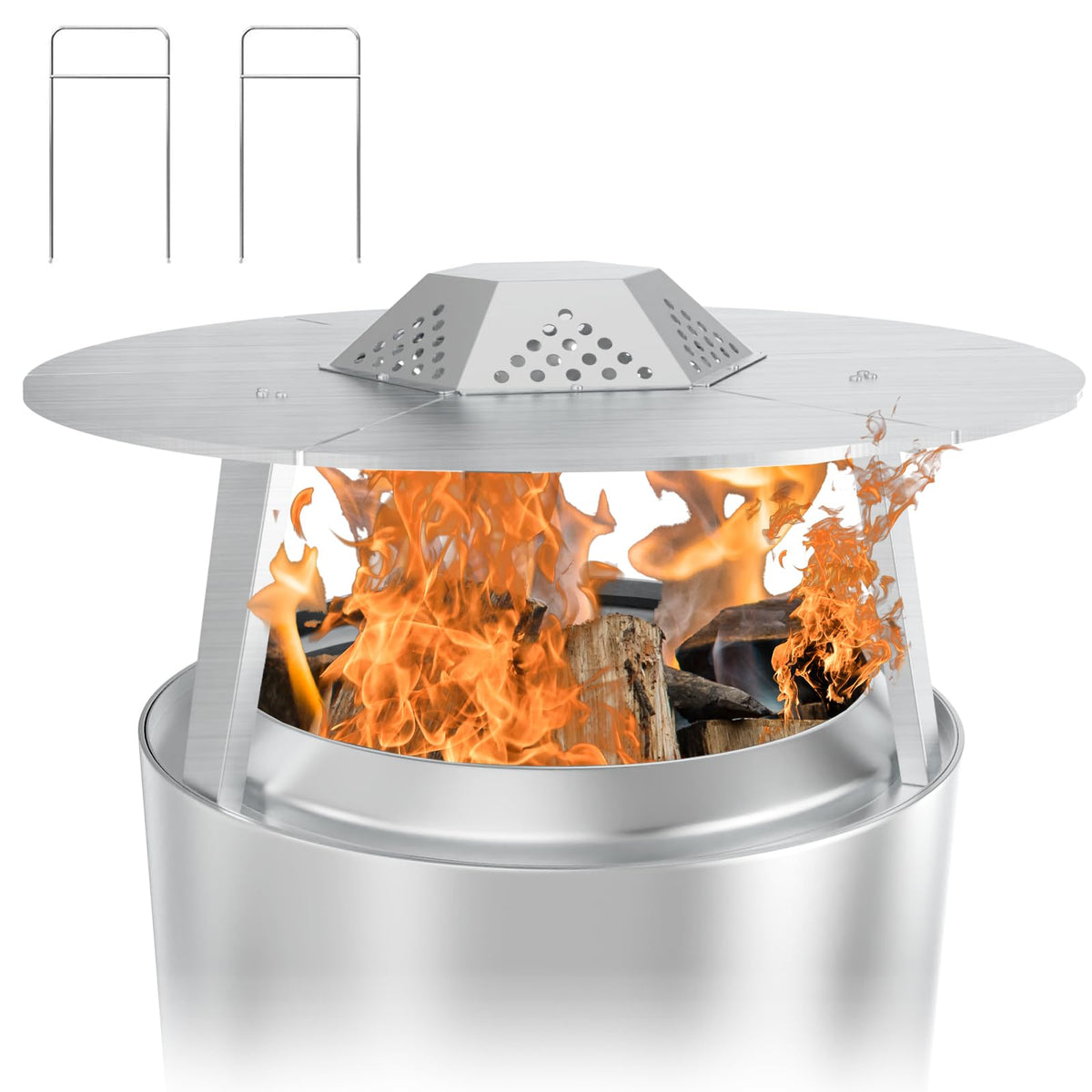 WEBROIL heat deflector front view showing full stainless top and raised edge for better warmth