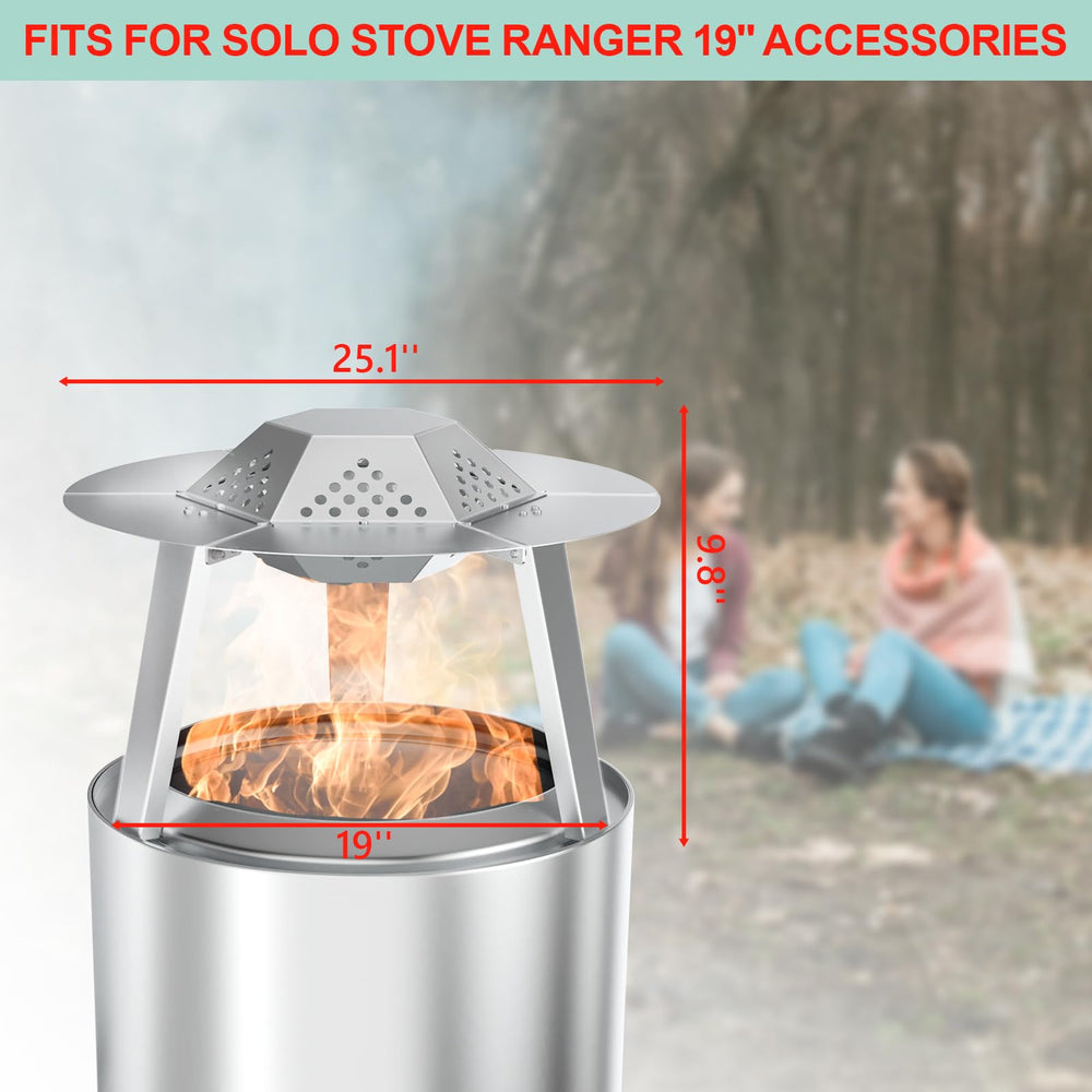 WEBROIL deflector mounted above Solo Stove Bonfire demonstrating improved heat direction