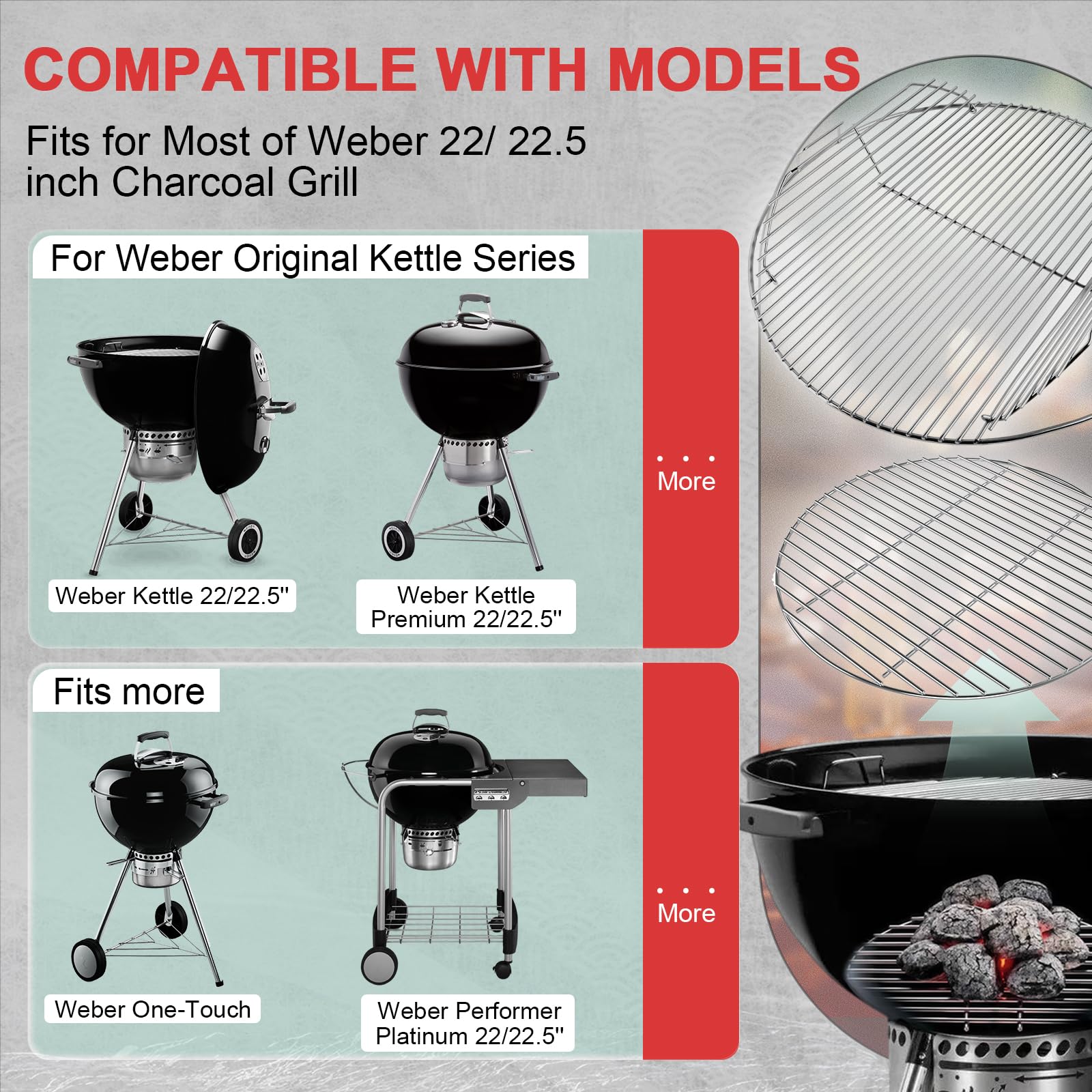 WEBROIL hinged side open for refueling, enables mid-cook charcoal addition